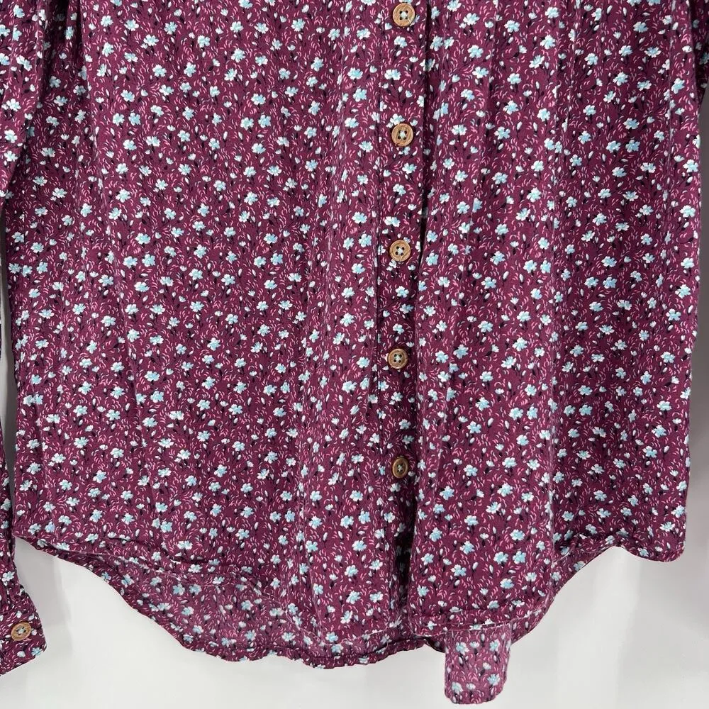 Anthropologie Maeve Calico Ditzy Floral Purple Button‎ Down Shirt Blouse Size 4 - Image 6