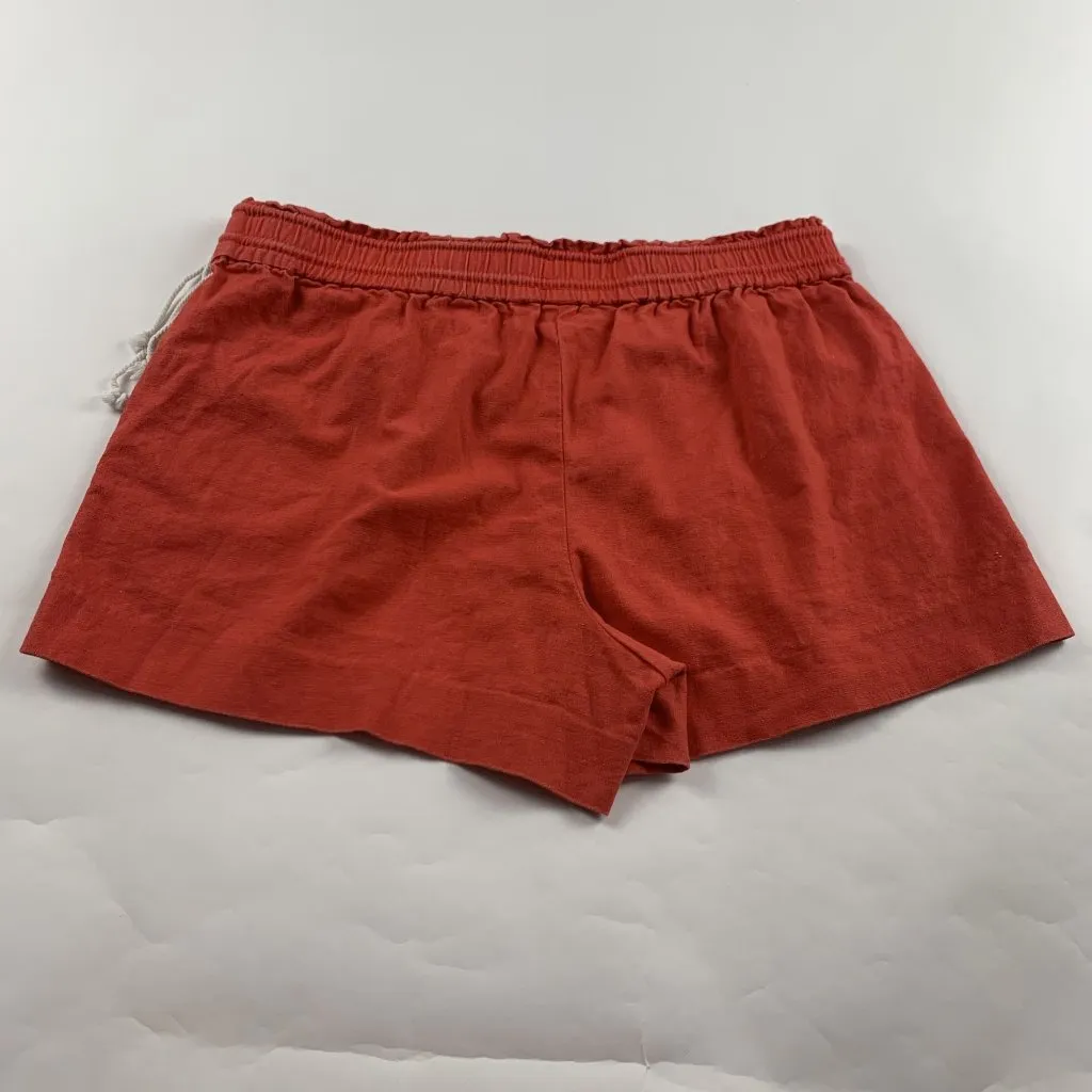 J.Crew Tomato Red Linen Canvas Pull On Shorts M - Image 6