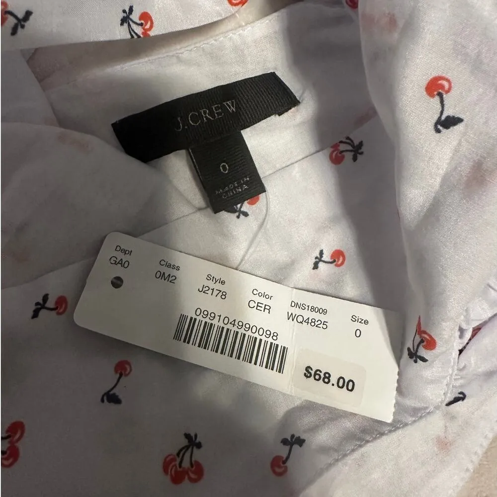 J. Crew Sleeveless Top Size 0 Cherries Tie Neck Red White Blue Patriotic 4th NWT - Image 4