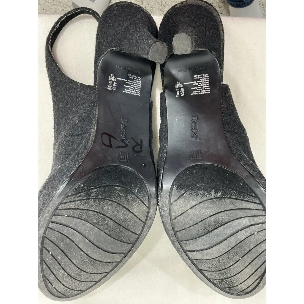 Womans Dexter Gray Wool Peep toe Sling Back Platform Pumps size 11 W - Image 8