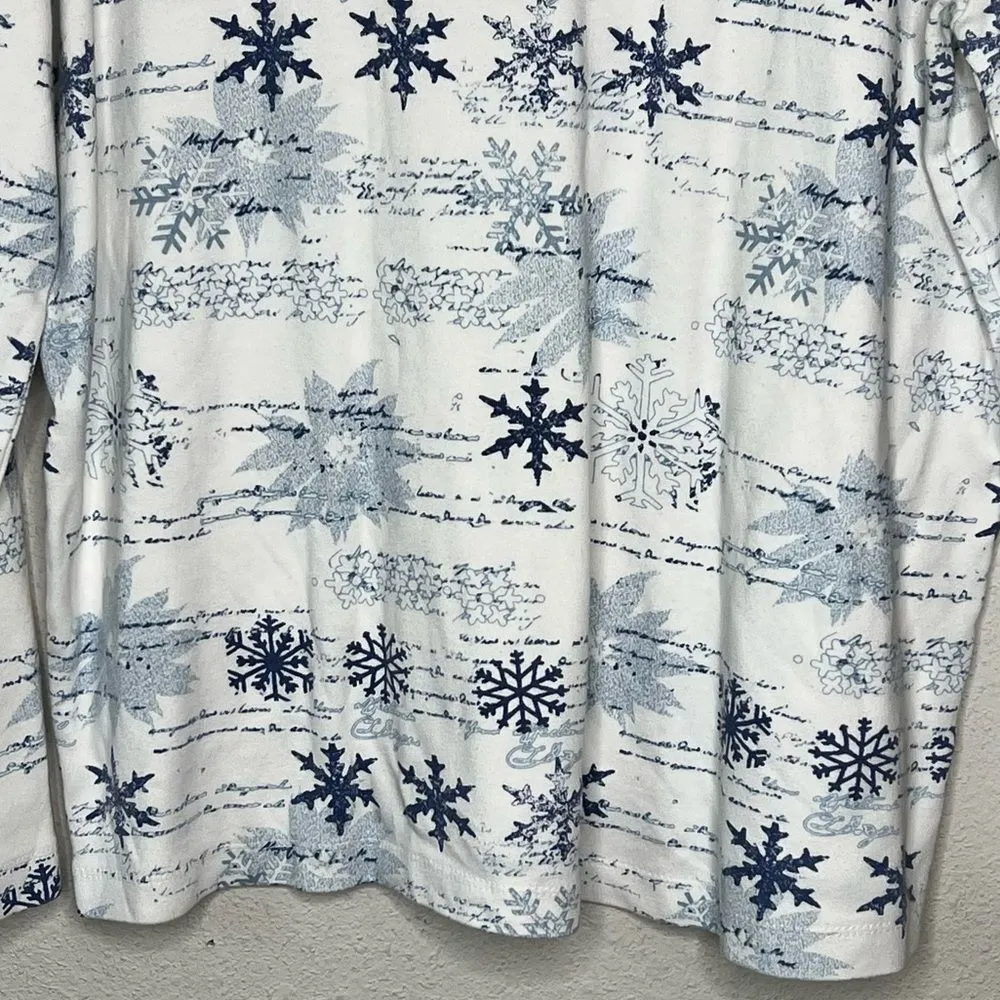 Bobbie‎ Brooks Snowflake Turtleneck Shirt White Size XL - Image 3