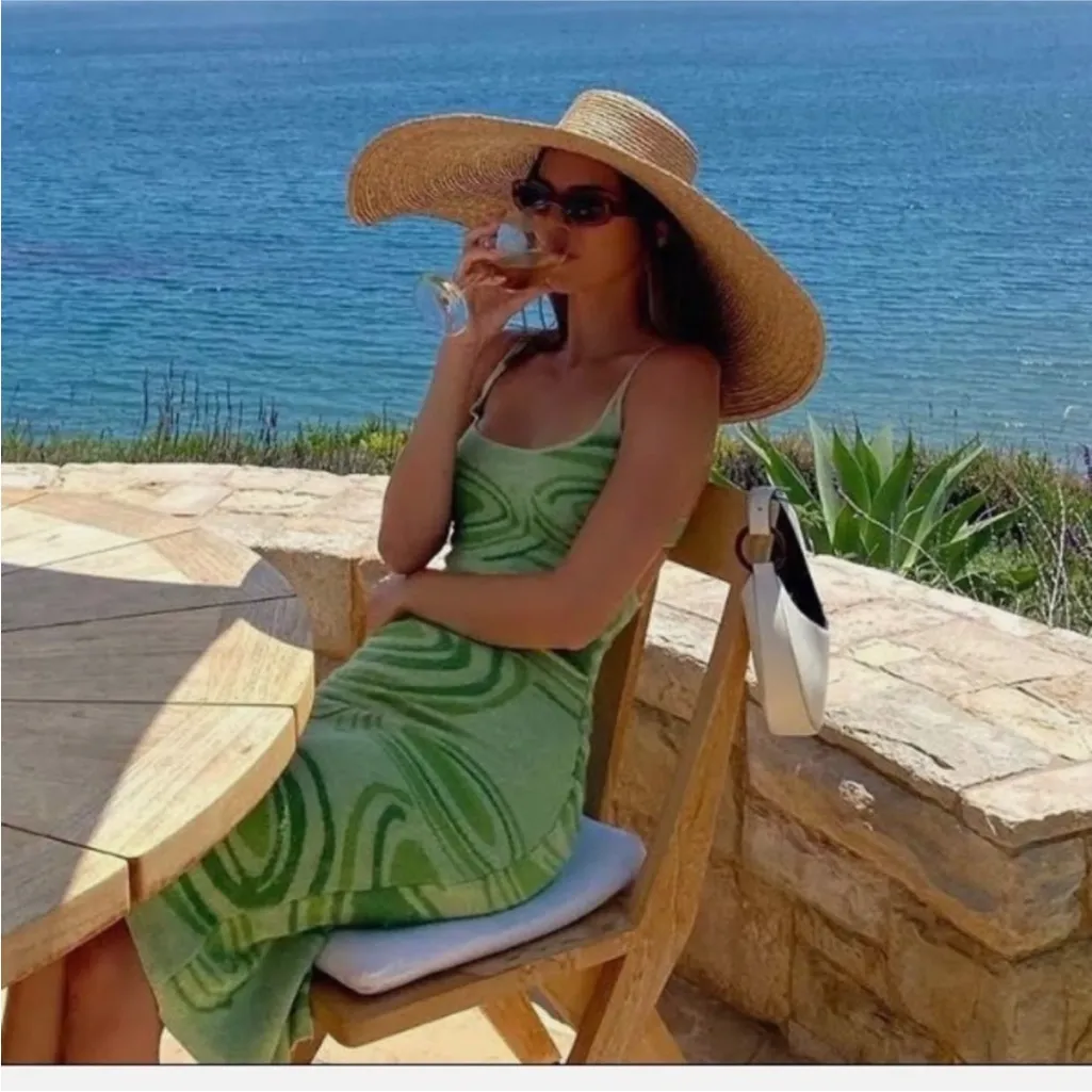 House Of Sunny Green Hockney Midi Dress Size 2 - Image 5