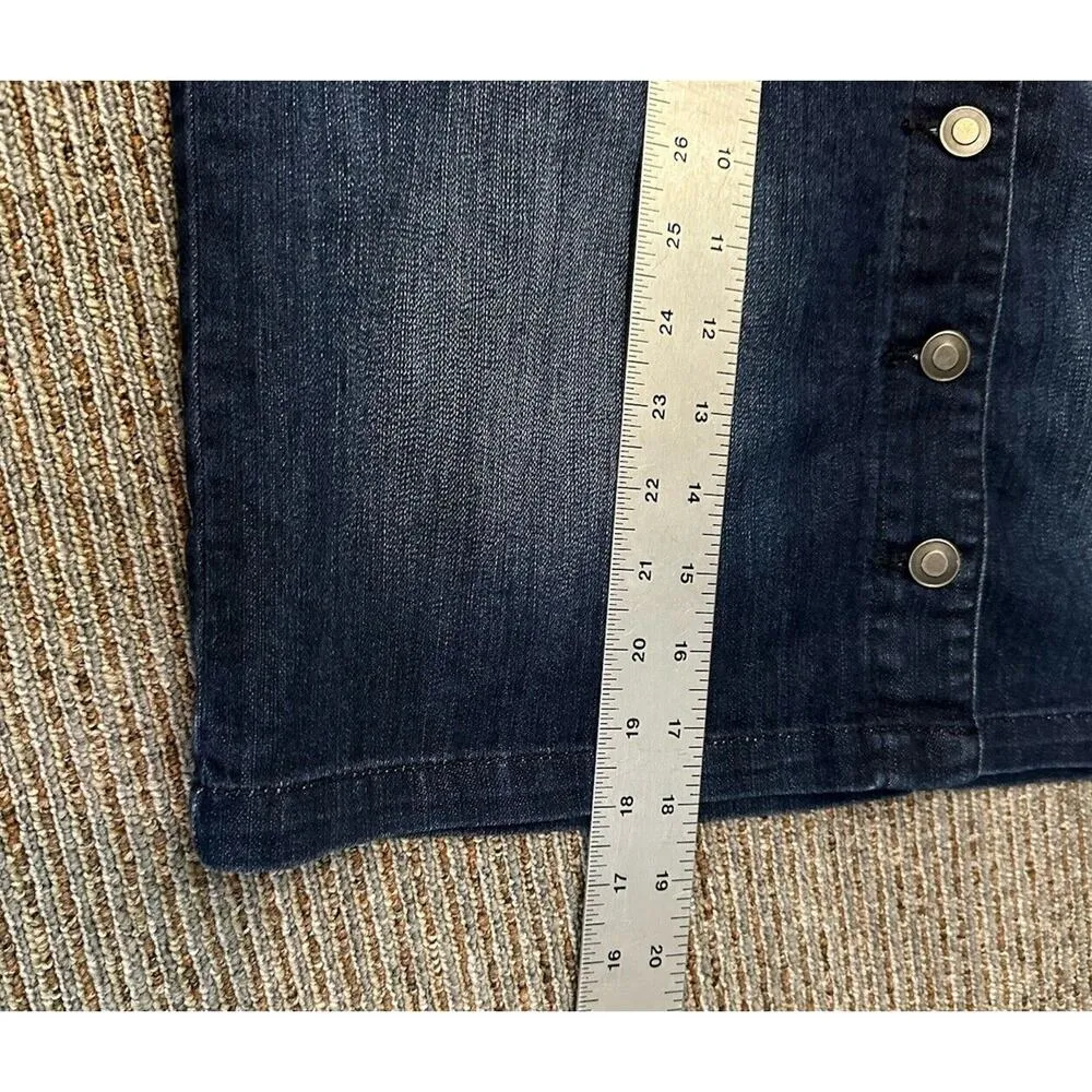 Daisy Fuentes Jean Skirt Women’s Button Front Size 10 Dark Denim Boho Western - Image 6