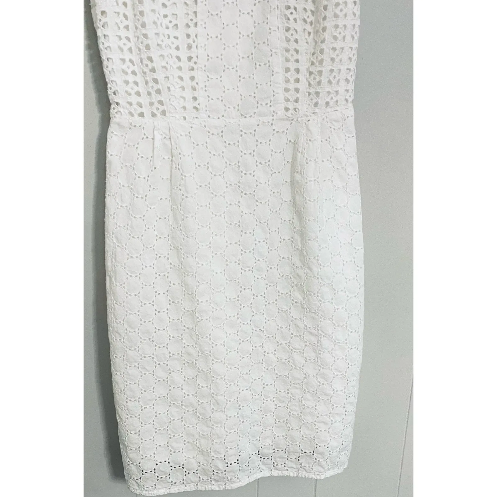 Little White Dress Size 2 Cotton Eyelets Bride Bachlorette Graduation Initiation - Image 4