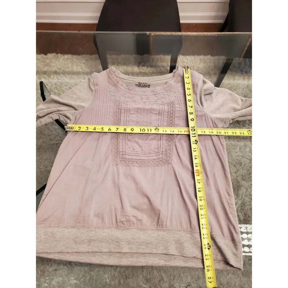 Vintage America Nine West Gray Polyester Round Neck Long Sleeve Top Medium - Image 10