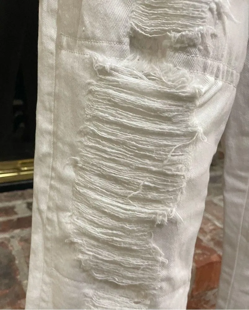 distressed high rise white bootcut ankle  jeans / 29 / EUC - Image 9