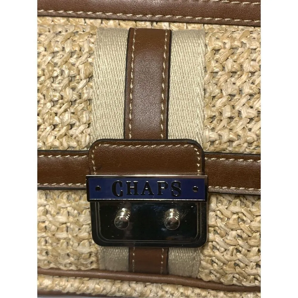 Chaps Women's Faux Straw Leather Trim Shoulder Bag Purse Brown OS NWOT - Image 4