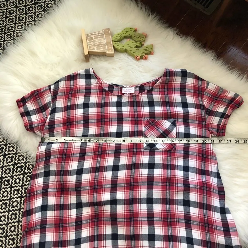 Isabel Maternity Red Plaid Short Sleeve Top - Image 6