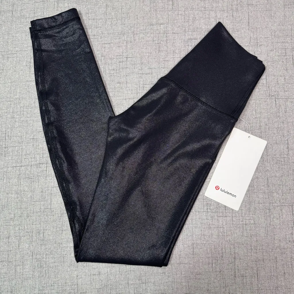 Lululemon Align High Rise Pants Leggings Shine Radiant Foil Black Size 2 NWT - Image 7