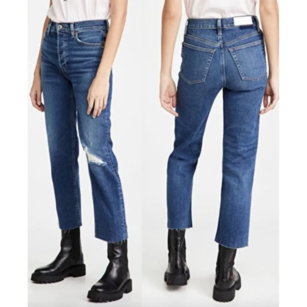 Re/Done Originals 70s Stove Pipe Dark Rinse Womens Size 26 - Image 2