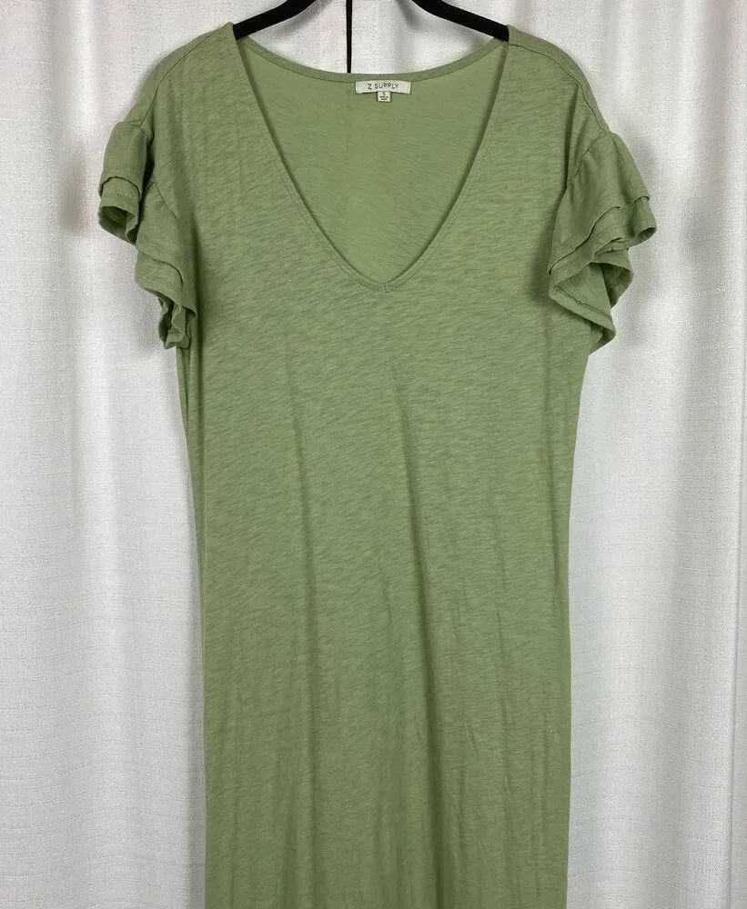 Z Supply Green Zella Cotton Slub Midi Dress Sz.S - Image 7