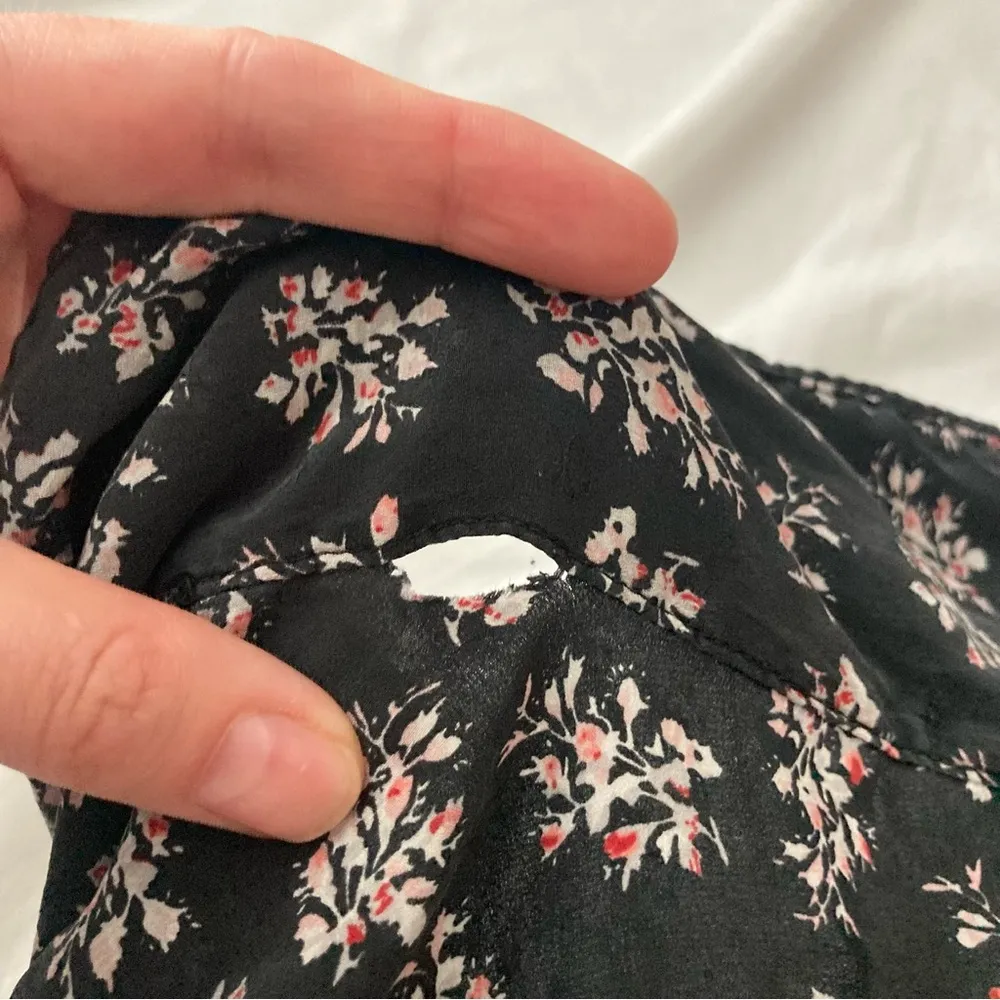 Eberjey X Rebecca Taylor Silk Floral Button Down Pajama Top Size Small Black - Image 5