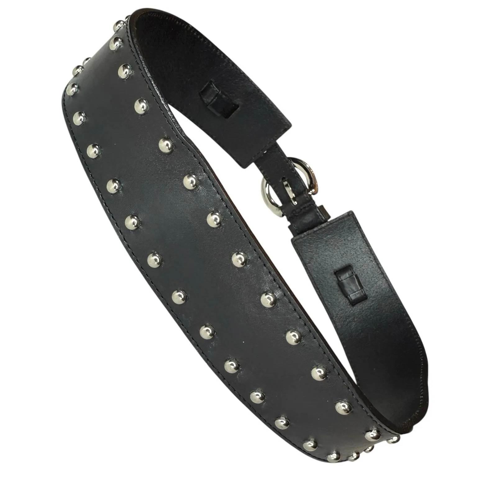 Vintage Olga Santini Wide Statement Belt S Leather‎ Corset Style Waist Cinching Black - Image 5