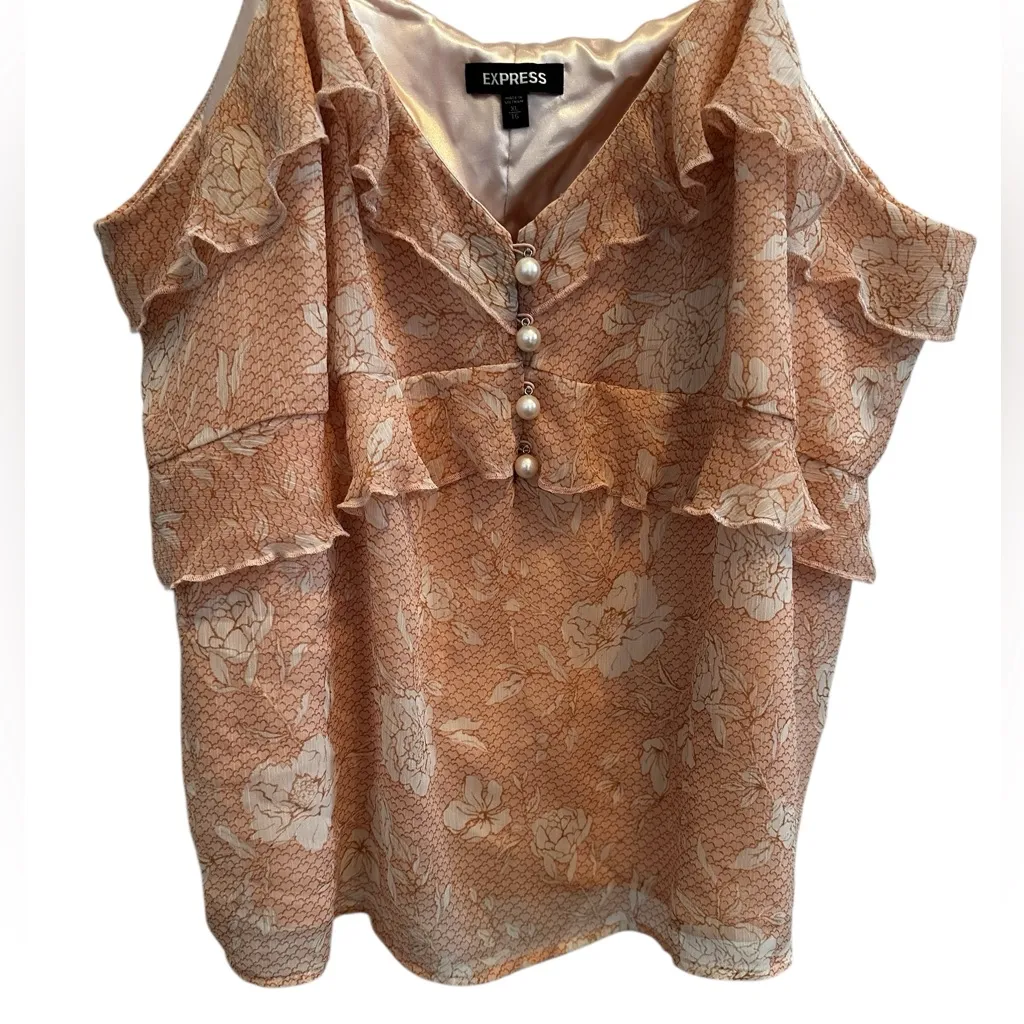 Express Babydoll Cami Ruffle Pearls Fairy Coquette Feminine Romantic Size XL - Image 5