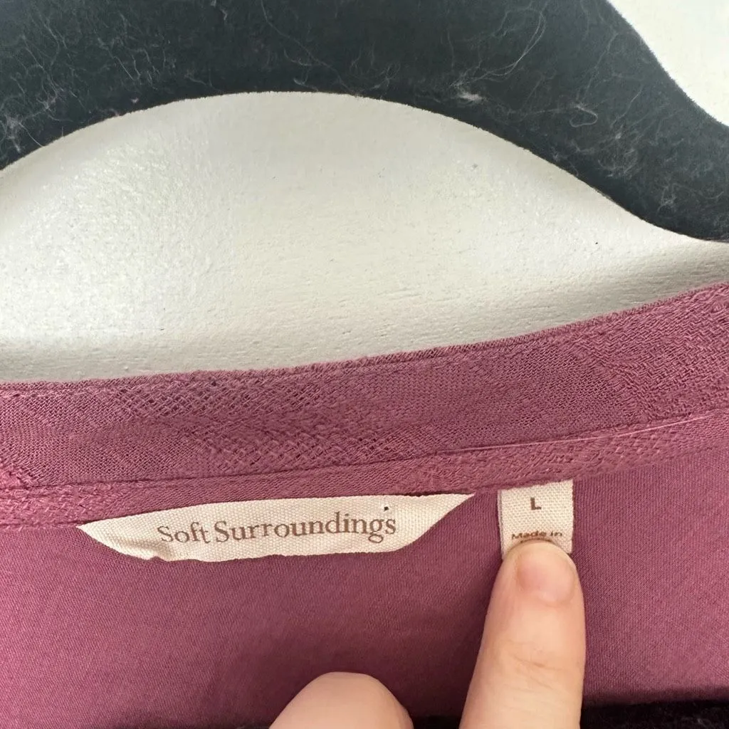 Soft Surroundings Women’s Large Mauve 3/4 Sleeve Dress - Image 2