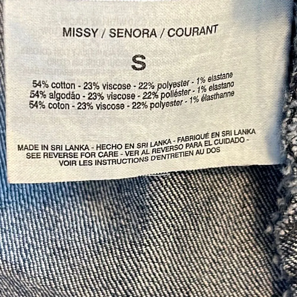 Vintage America Blues Womens Jean Jacket Button Up Denim Pocket Crop Blue Small - Image 6