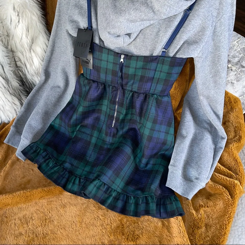 Fenty x Puma Sweatshirt w/ Mini Tartan Plaid Dress in Charcoal - Image 16