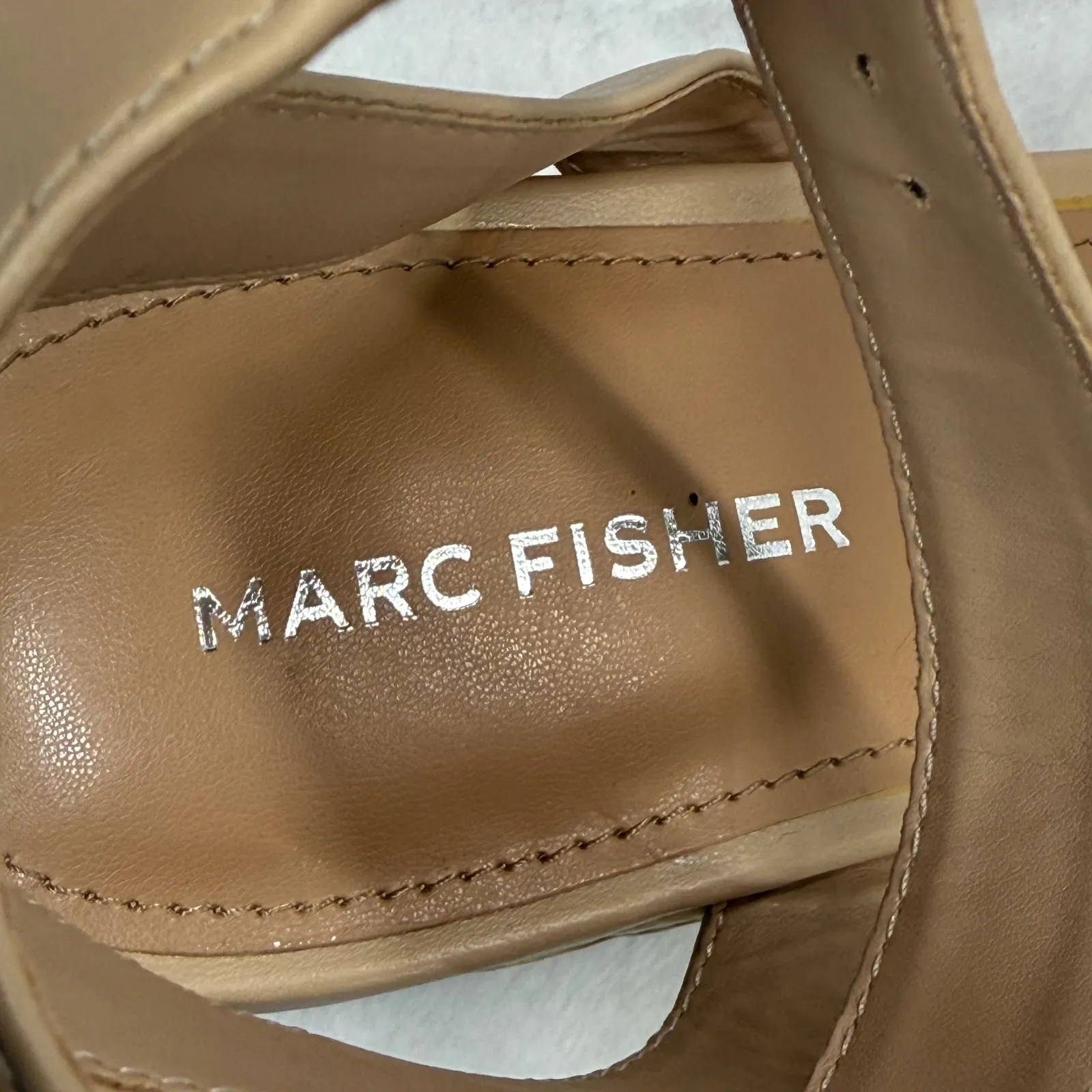 Marc‎ Fisher Steel Espadrille Platform Sandals Woven Ankle Strap Beige Size 10M - Image 7