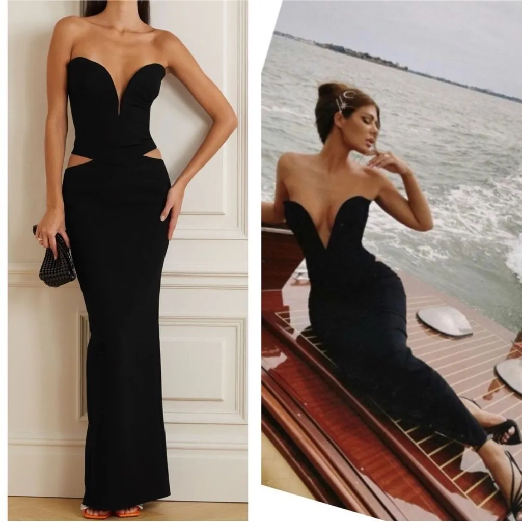 NWOT House Of Cb Martinez Maxi Black Skirt Cut‎ Out Size S - Image 11