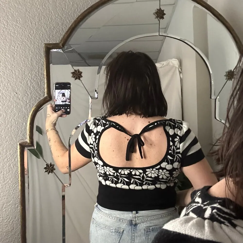 Anthropologie Maeve Trixie Sweater Tee Cropped Black Size XSP - Image 3