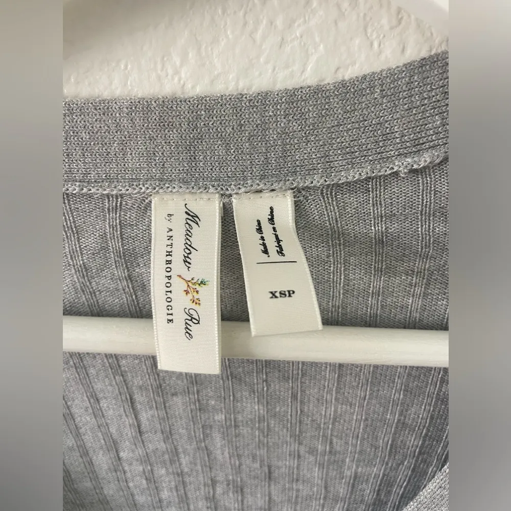Anthropologie Sweater XS Meadow Rue gray ribbed long Cali Cardigan women's - Image 3