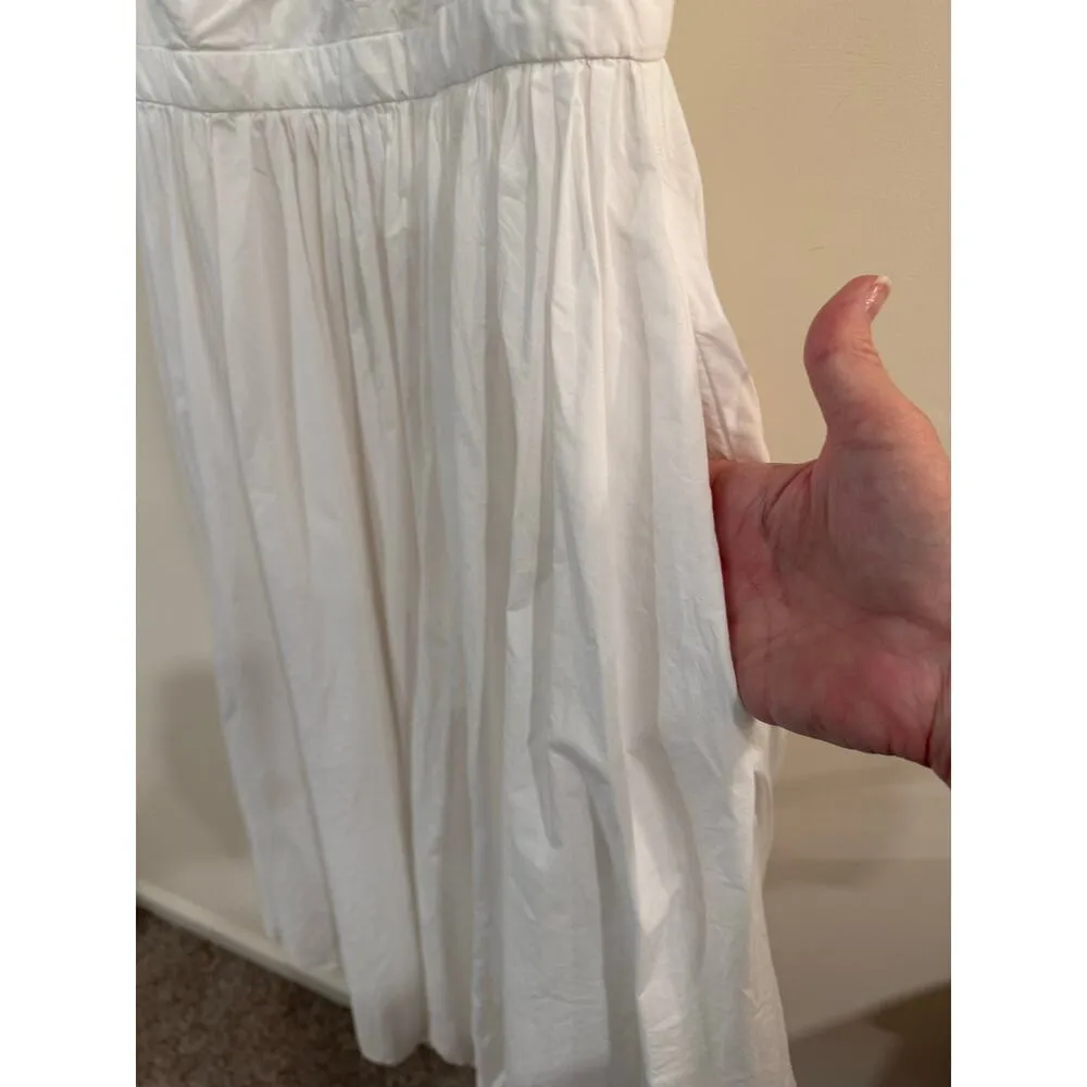 J.Crew Sleeveless Cotton Poplin Pleated Midi Dress White Dress Women's Size 6 - Image 4