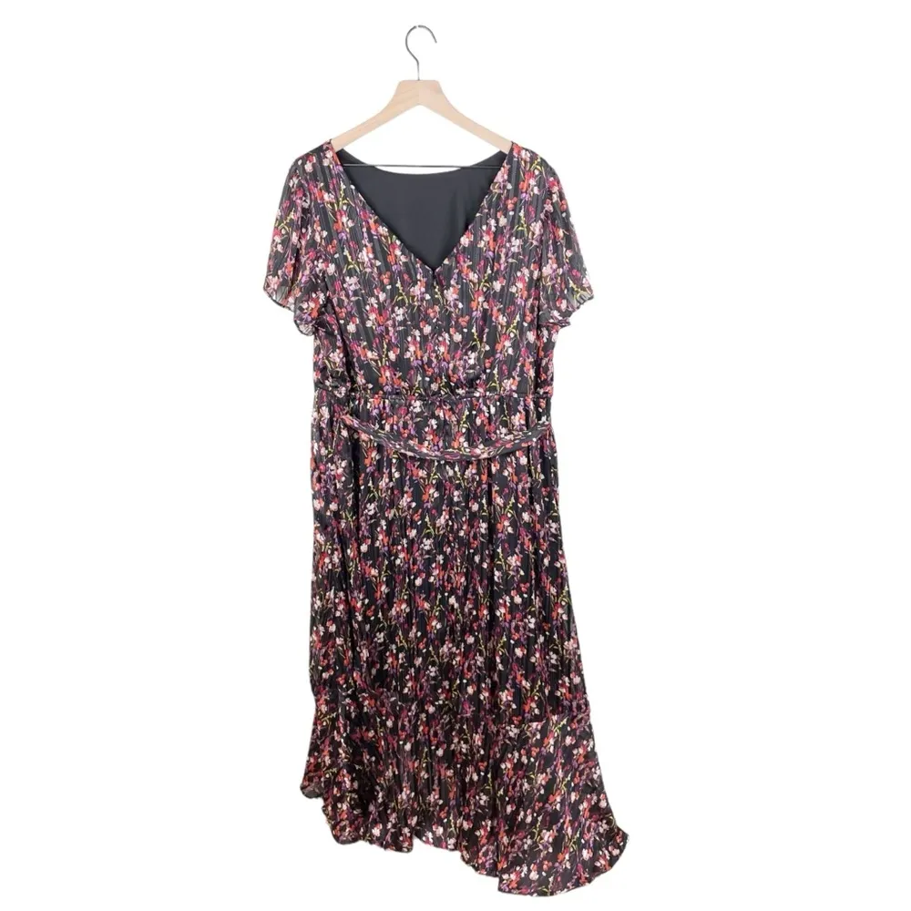 Lane Bryant Black Multicolor Floral Print High Neck Belted Maxi Dress Size 18 - Image 2