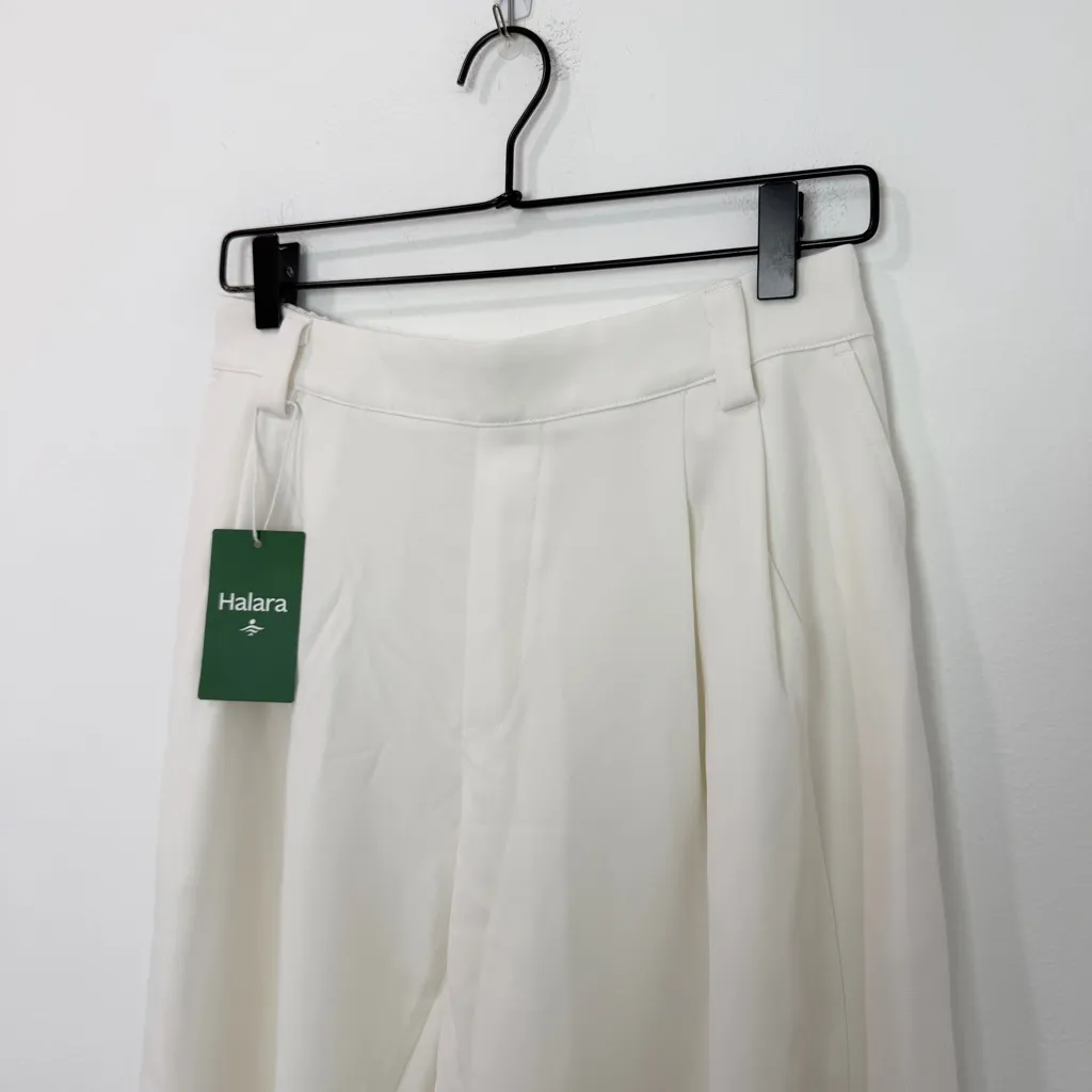 Halara Flex Mid Rise Pocket Barrel Leg Work Pants White Size Small - Image 4