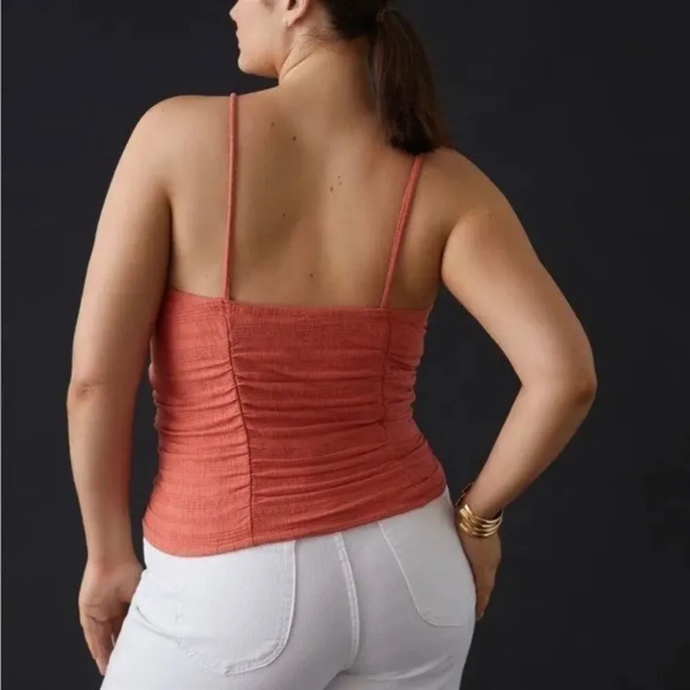 Anthropologie Pilcro Ruched Ribbed Halter Coral Tube Top Size 1X - Image 4