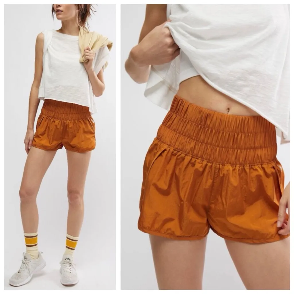 Free People FP Movement The Way Home Athletic Short, Toasted Coconut sz. S Orange Size M - Image 2