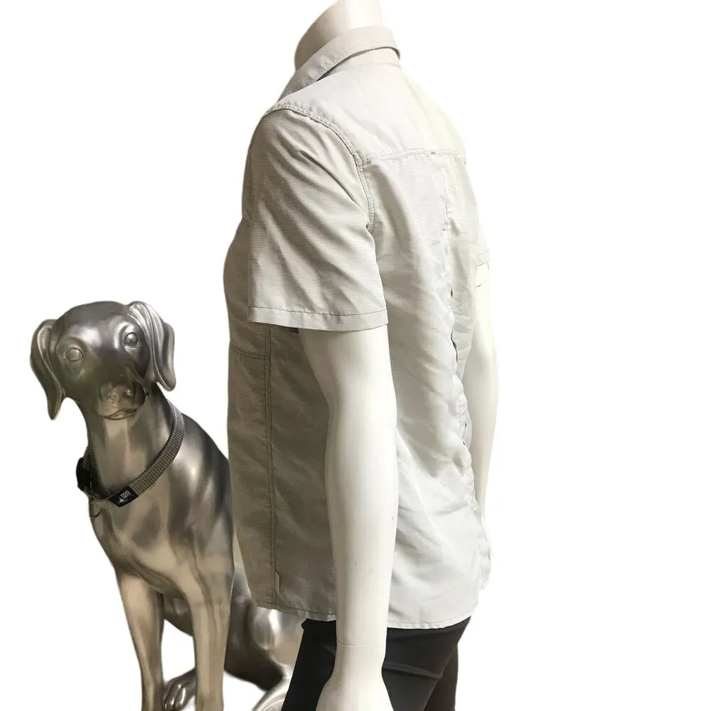 Mountain Hardwear Button Down Gray Short Sleeve Hiking Shirt Women's Size Small - Image 2