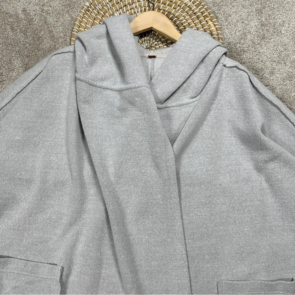 Free People Long Sleeve Hooded Sweater Cardigan Oversized in Light Gray XS/S - Image 3