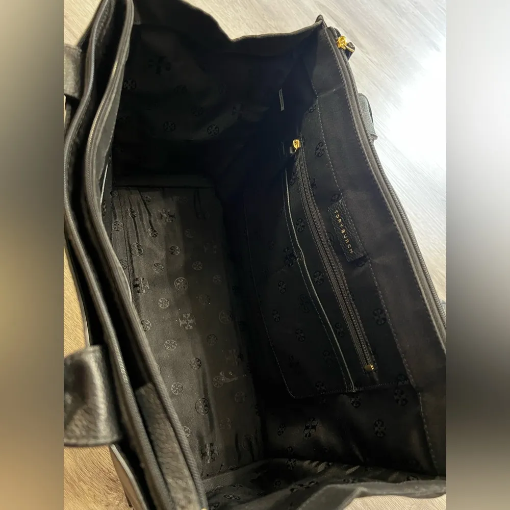 Tory Burch Leather & Canvas Tote Bag - Image 4