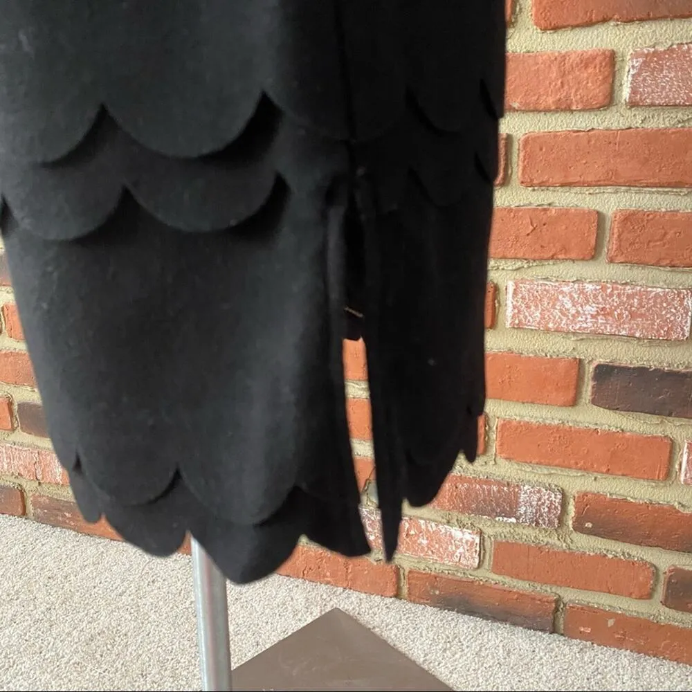 Anthropologie Maeve Black Wool Skirt sz 4 Pencil Skirt Tiered Scallop Hem - Image 6