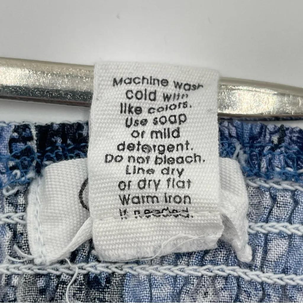 Japna Boho Sleeveless Maxi Dress Paisley Floral Smocked Large Blue White Summer - Image 11