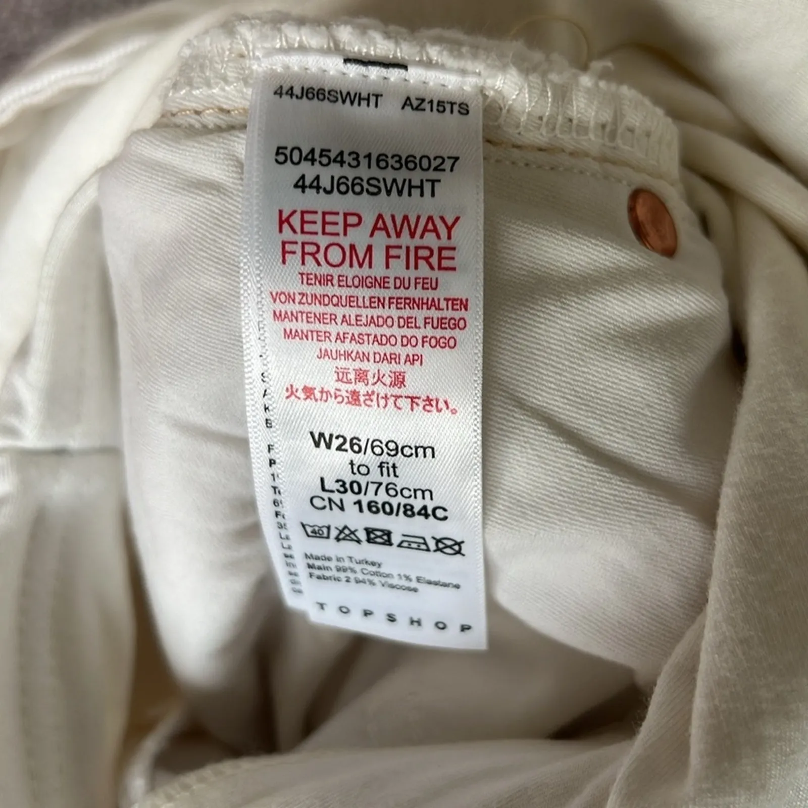 NWT Topshop Maternity Jeans Womens 26 Cream Straight Raw Hem Neutral Minimalist - Image 6