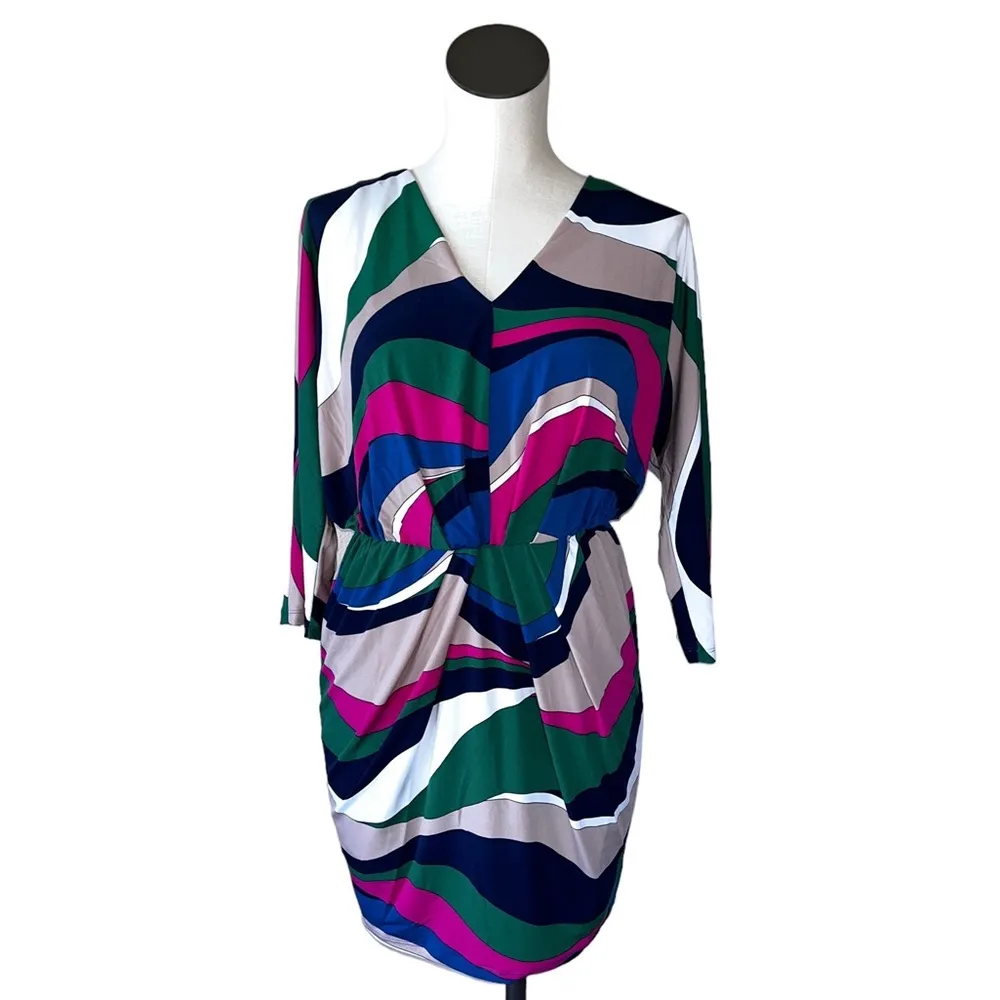 NWT Trina Turk dress Burch Wave geometric Stretch Jersey Mini Dress Multi - Image 2