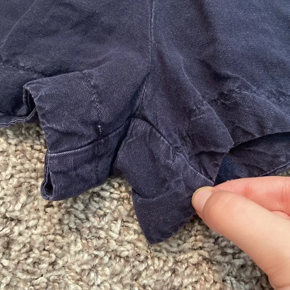 Young fabulous and broke linen navy high waisted shorts with ruffle waist - Image 3