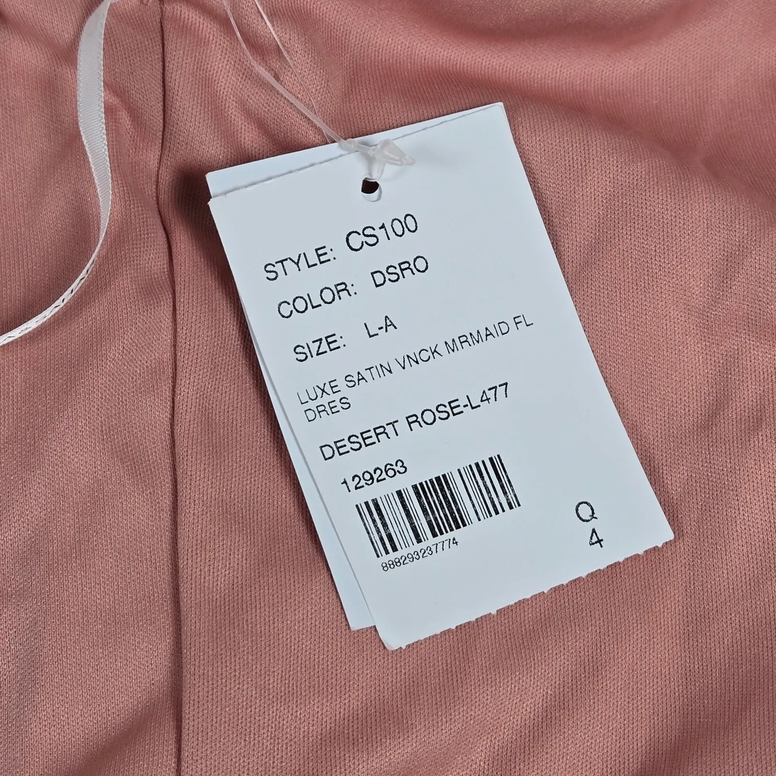 Cynthia & Sahar Shirred‎ Shoulder Stretch Satin Mermaid Dress L CS100 NWT Pink Size L - Image 5