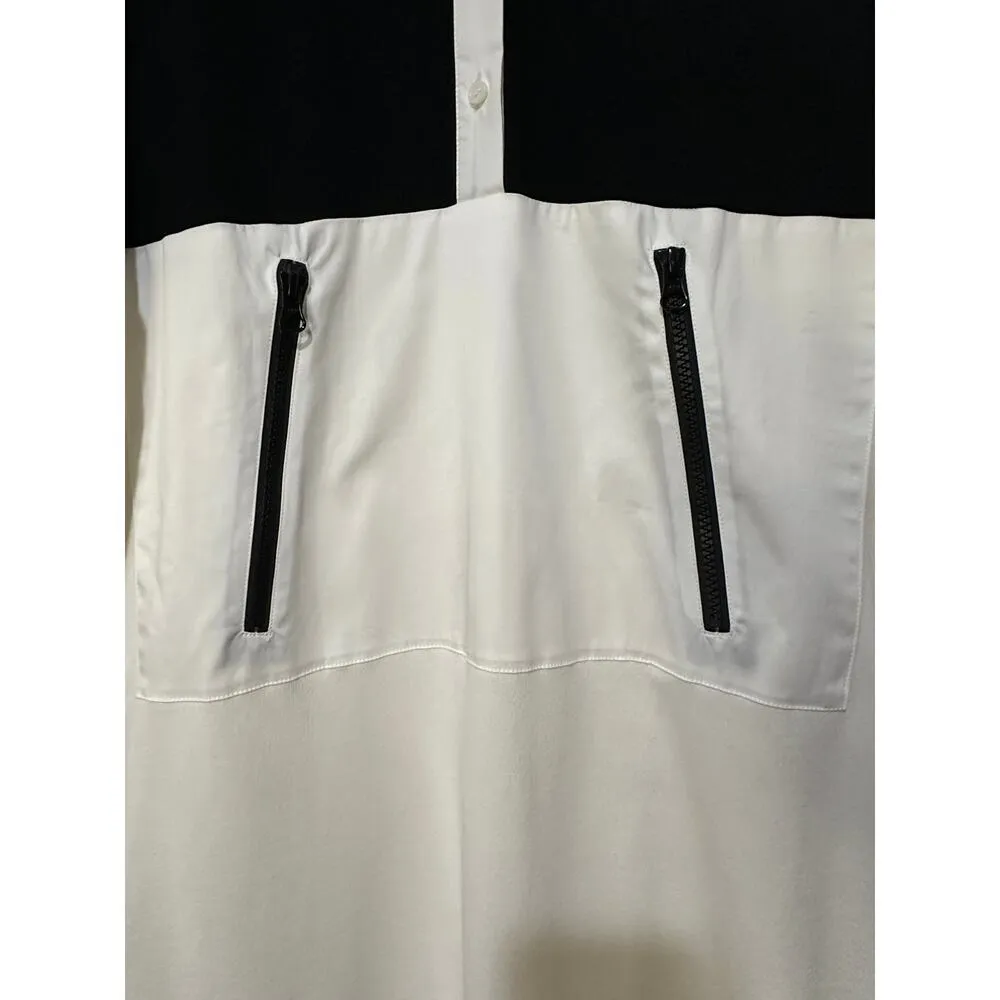 Cynthia Rowley Rugby Striped Cotton Knit Shirt Dress White Black Size Large EUC - Image 8