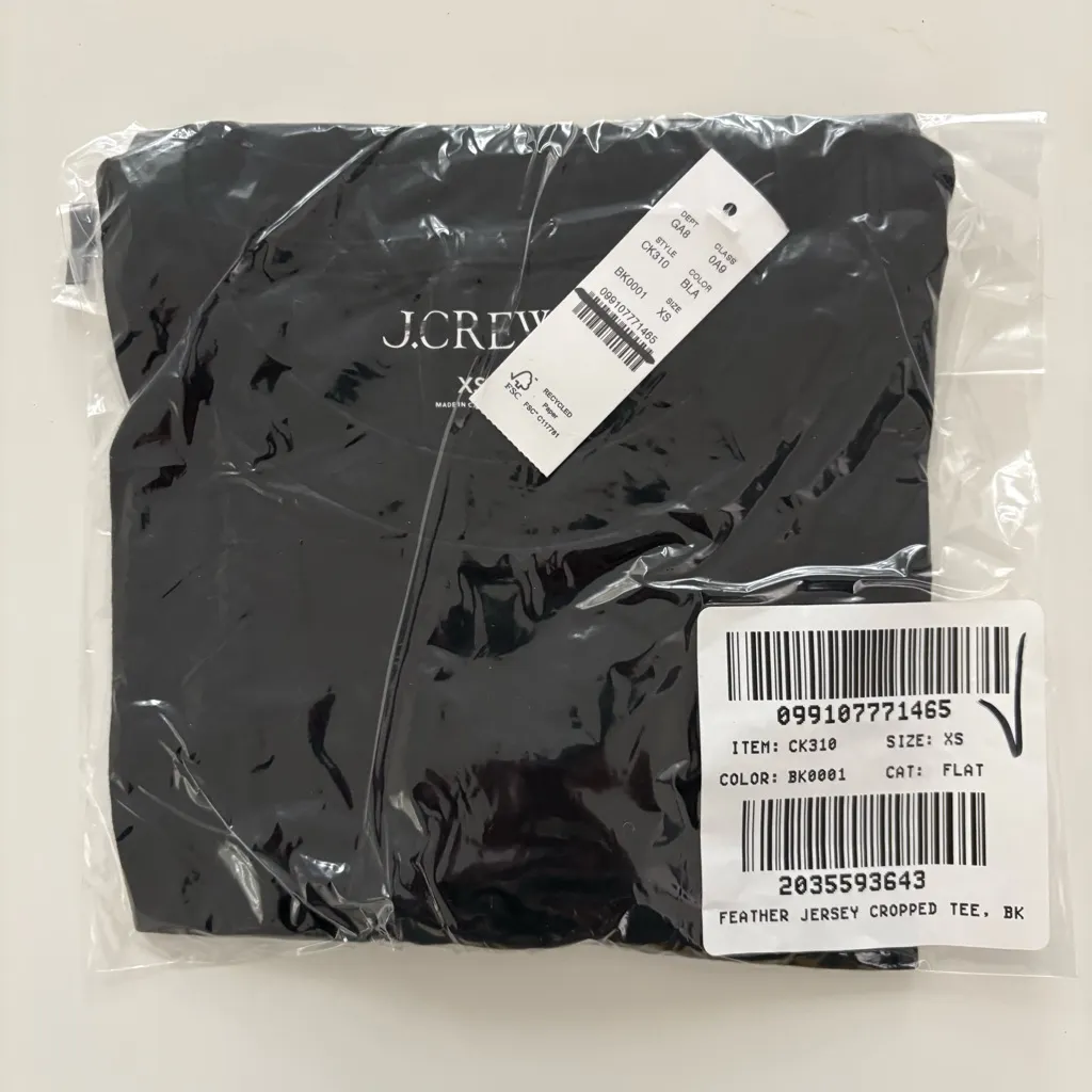 NWT J. Crew Feather Jersey Cropped T-shirt Short Sleeve Black - Image 4