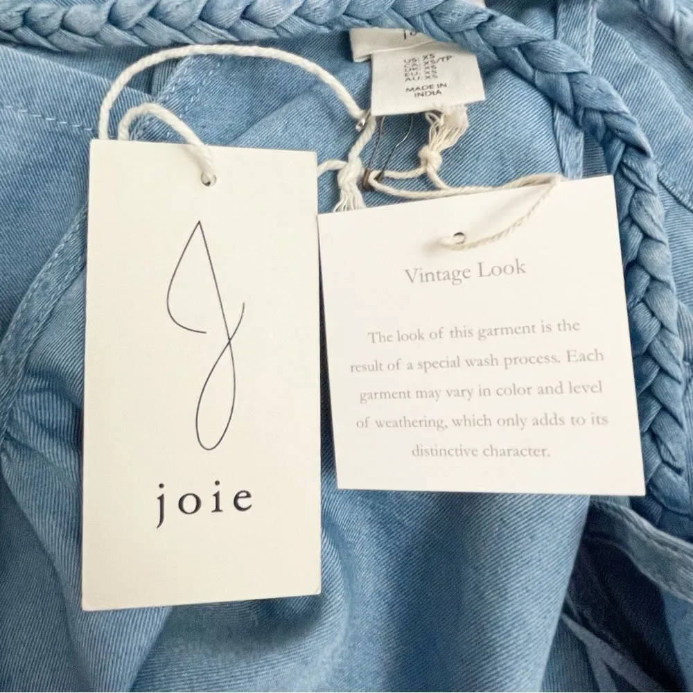 NWT Joie Chambray Blue Tencel Cropped Braided Cord Summer Halter Top Size XS NEW - Image 8