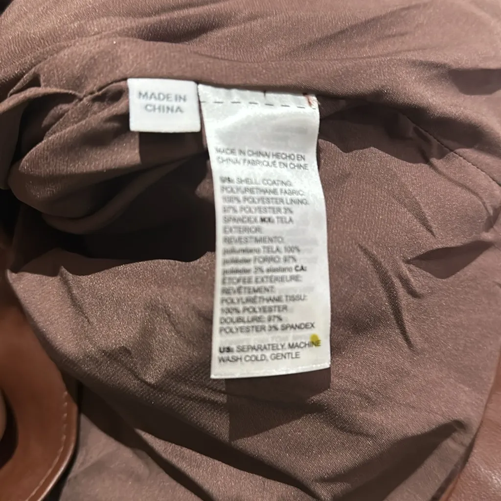 NWOT CHICO’s Faux Leather Cropped Moto Jacket In Chocolate Brown - Image 8