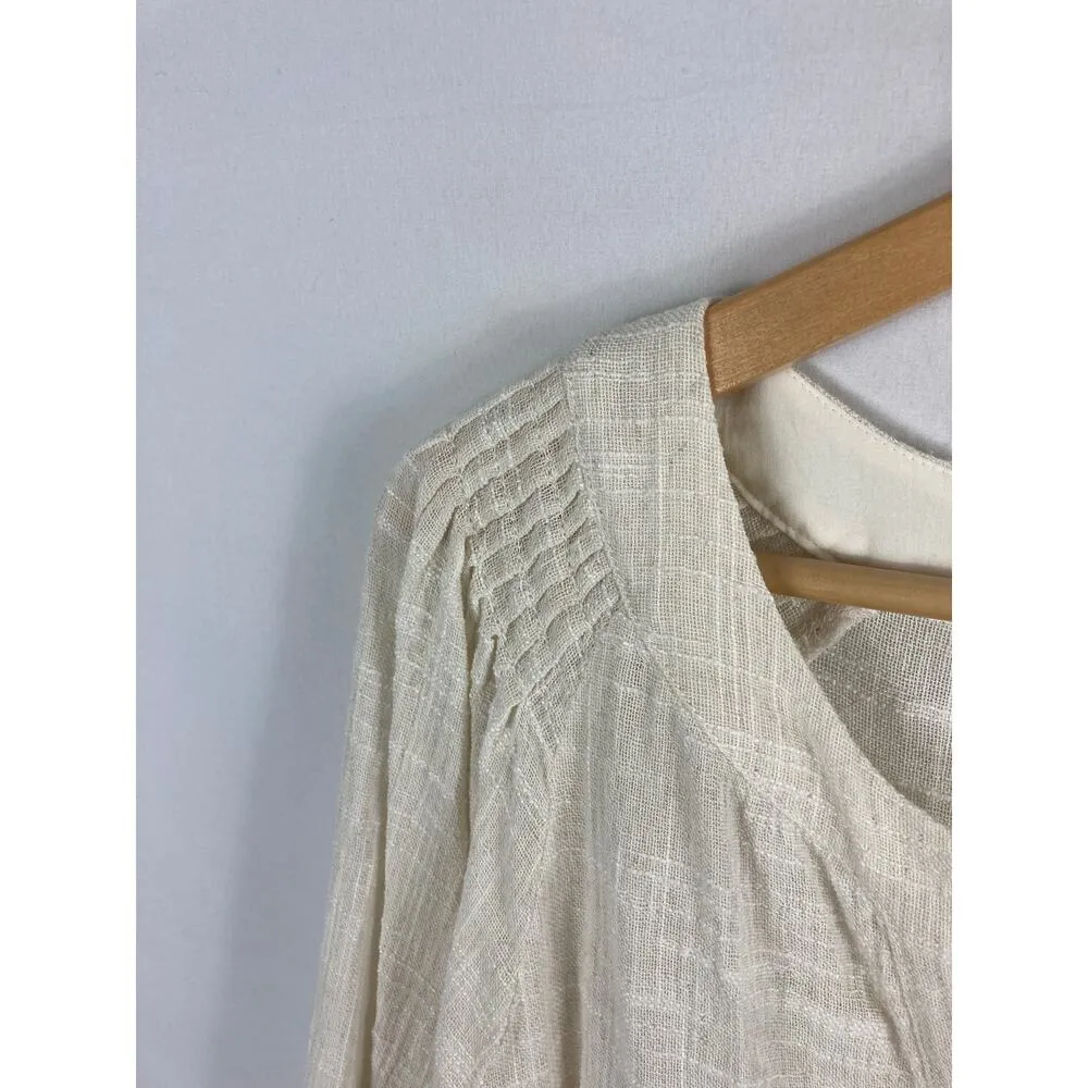 Brochu Walker Gauzy Split Neck Popover Linen Blend Top Size Medium - Image 2