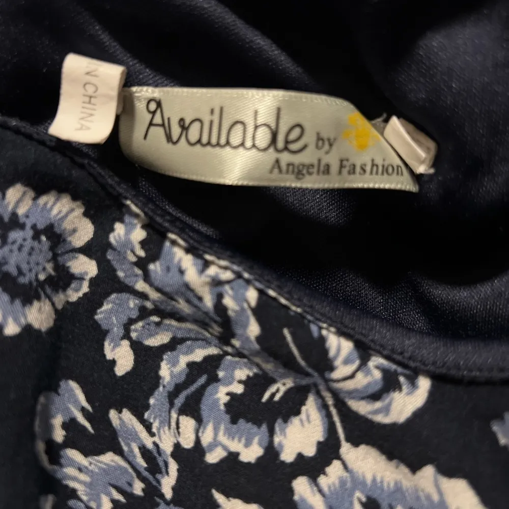 Available by Angela Fashion Womens Blue Floral Top With Billowing Sleeves - Image 4