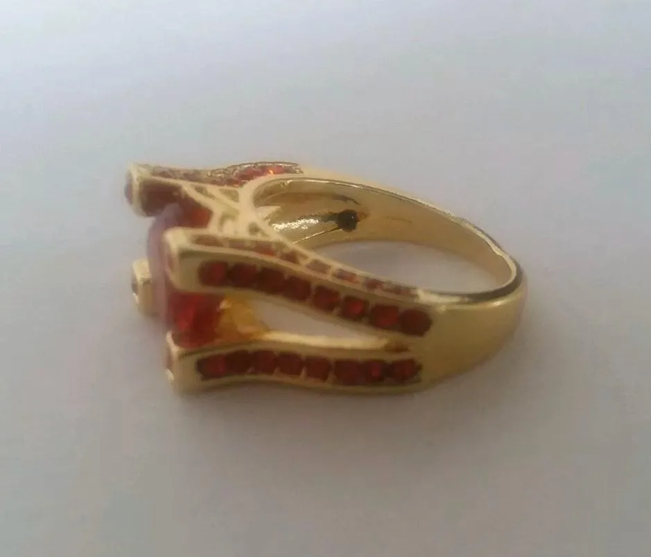Ruby Red Gold Plated Size 7 Statement Ring - Image 2