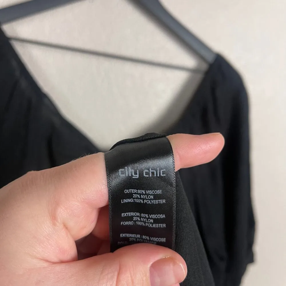 CITY CHIC Trendy Plus Size Black Mini Flirt Off Shoulder Dress Size 12 - Image 10