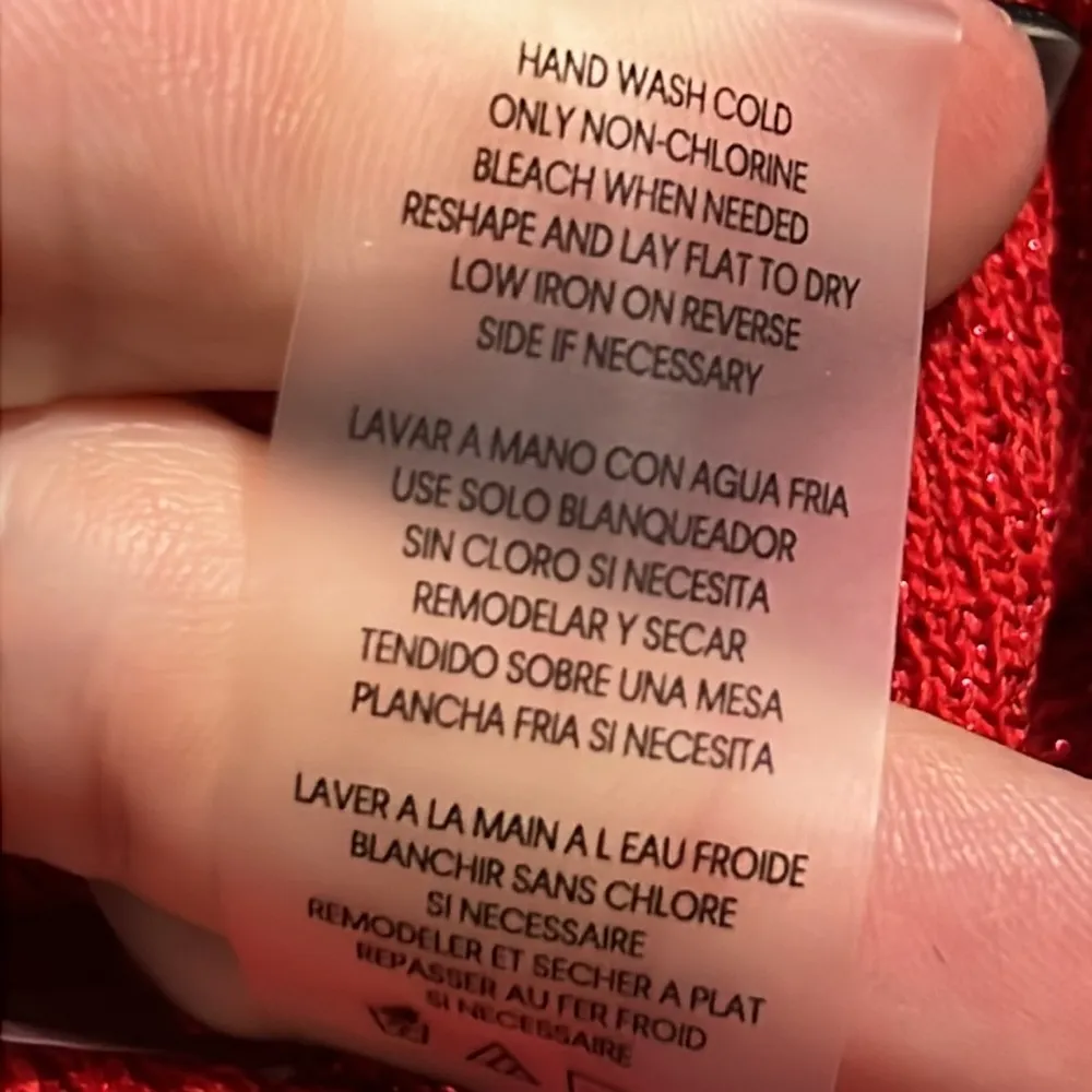 Calvin Klein medium red dressy pullover v-neck sweater ruched bottom sparkly NWT - Image 10