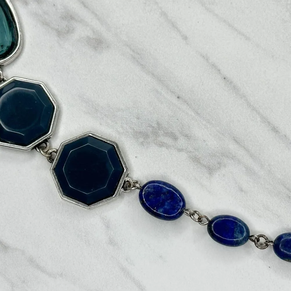 Chicos Blue Beaded Silver Tone Long Necklace 43" ✨ - Image 7