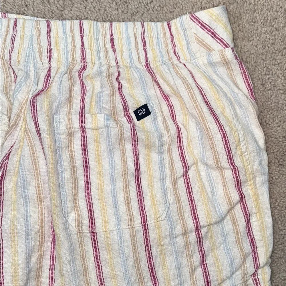 GAP Striped Multicolor Linen Blend Pull On Shorts Pockets Women's XL - Image 5